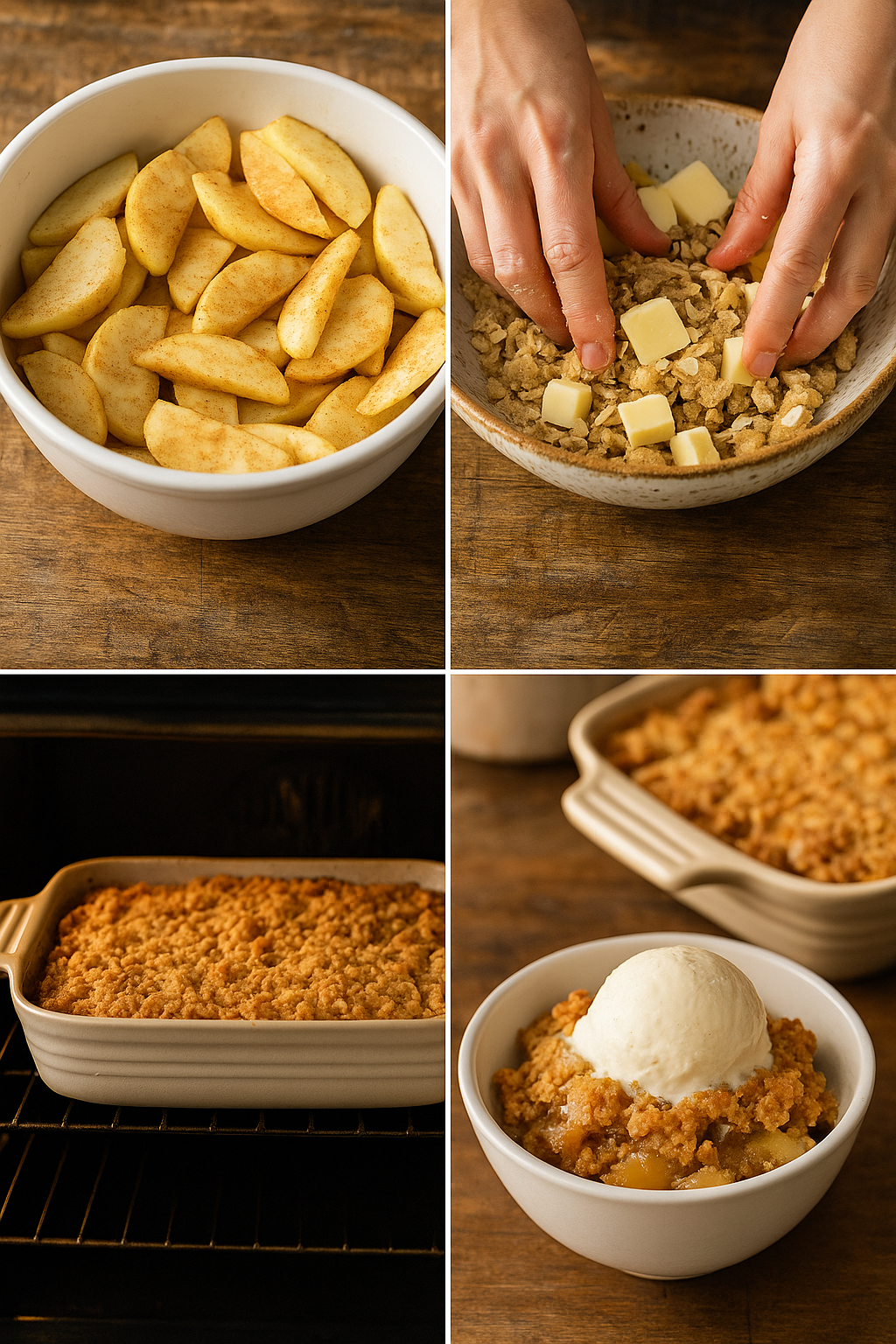 Step-by-step Apple Crisp process collage