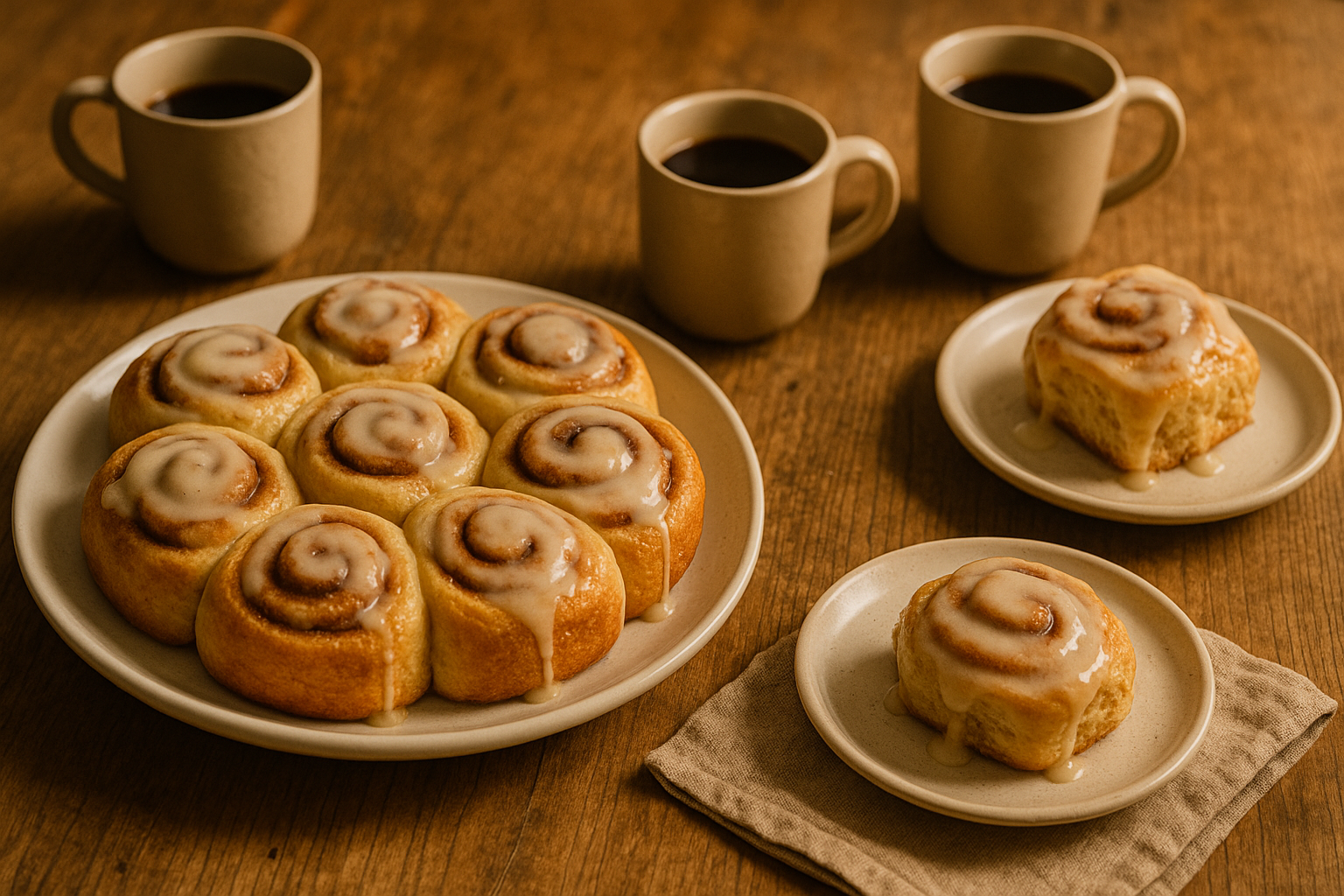 Family brunch with homemade cinnamon rolls