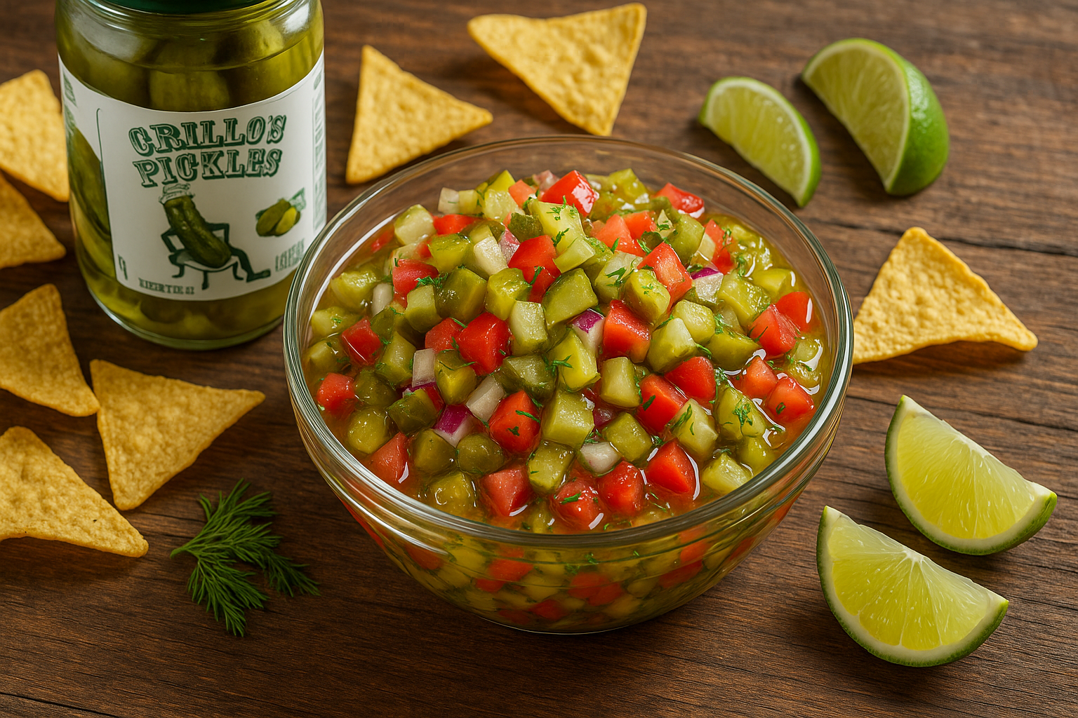 Summer picnic with Pickle de Gallo and grilled chicken.