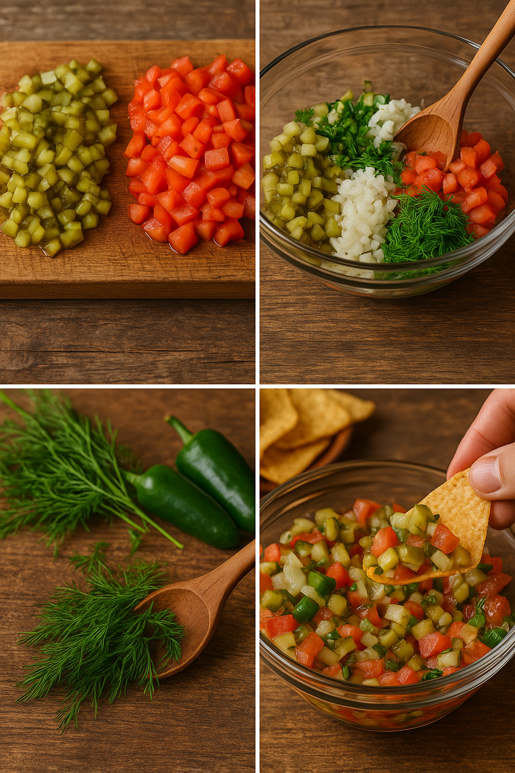 Step-by-step Pickle de Gallo preparation collage.