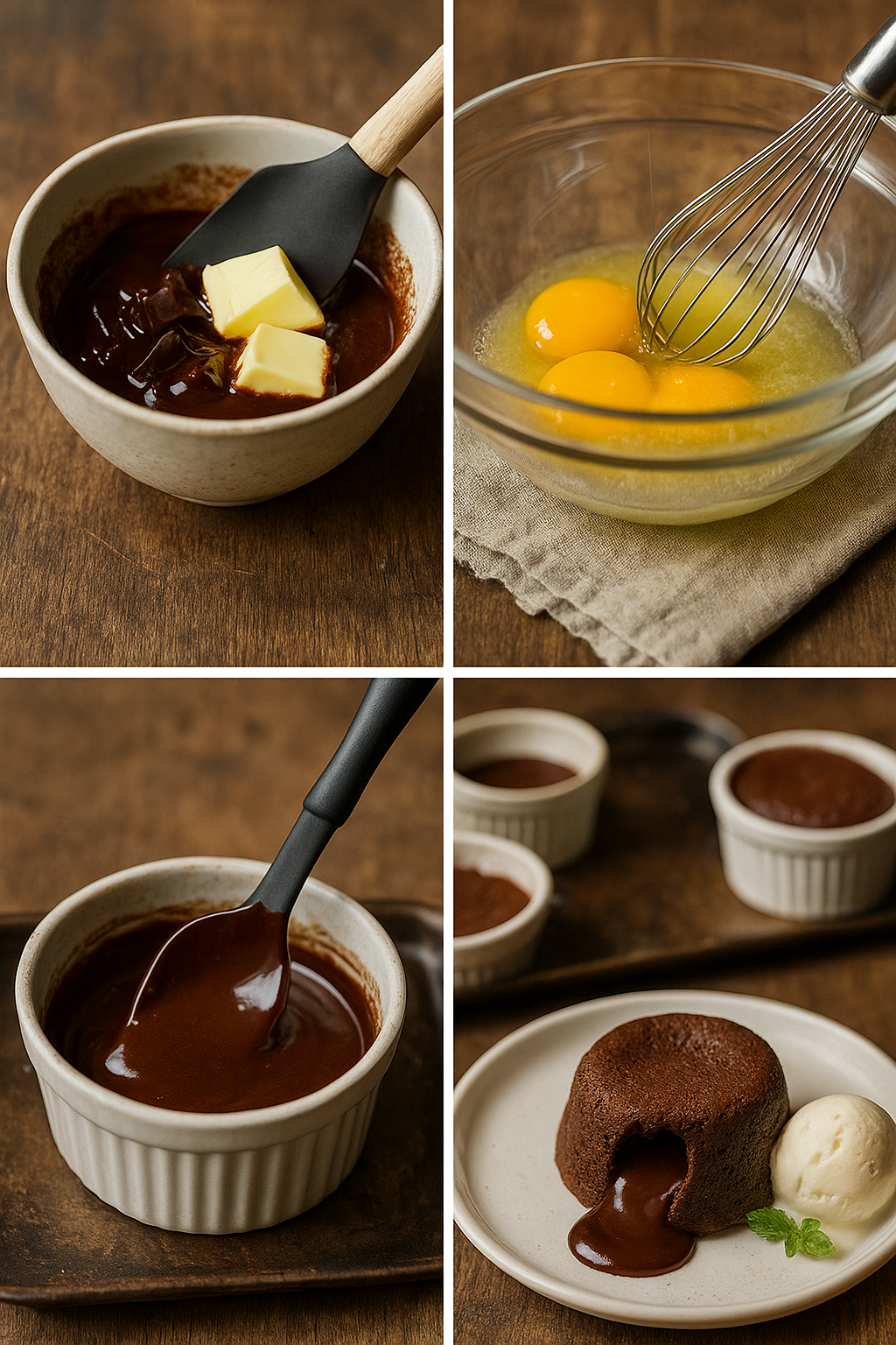 step-by-step chocolate lava cake recipe process