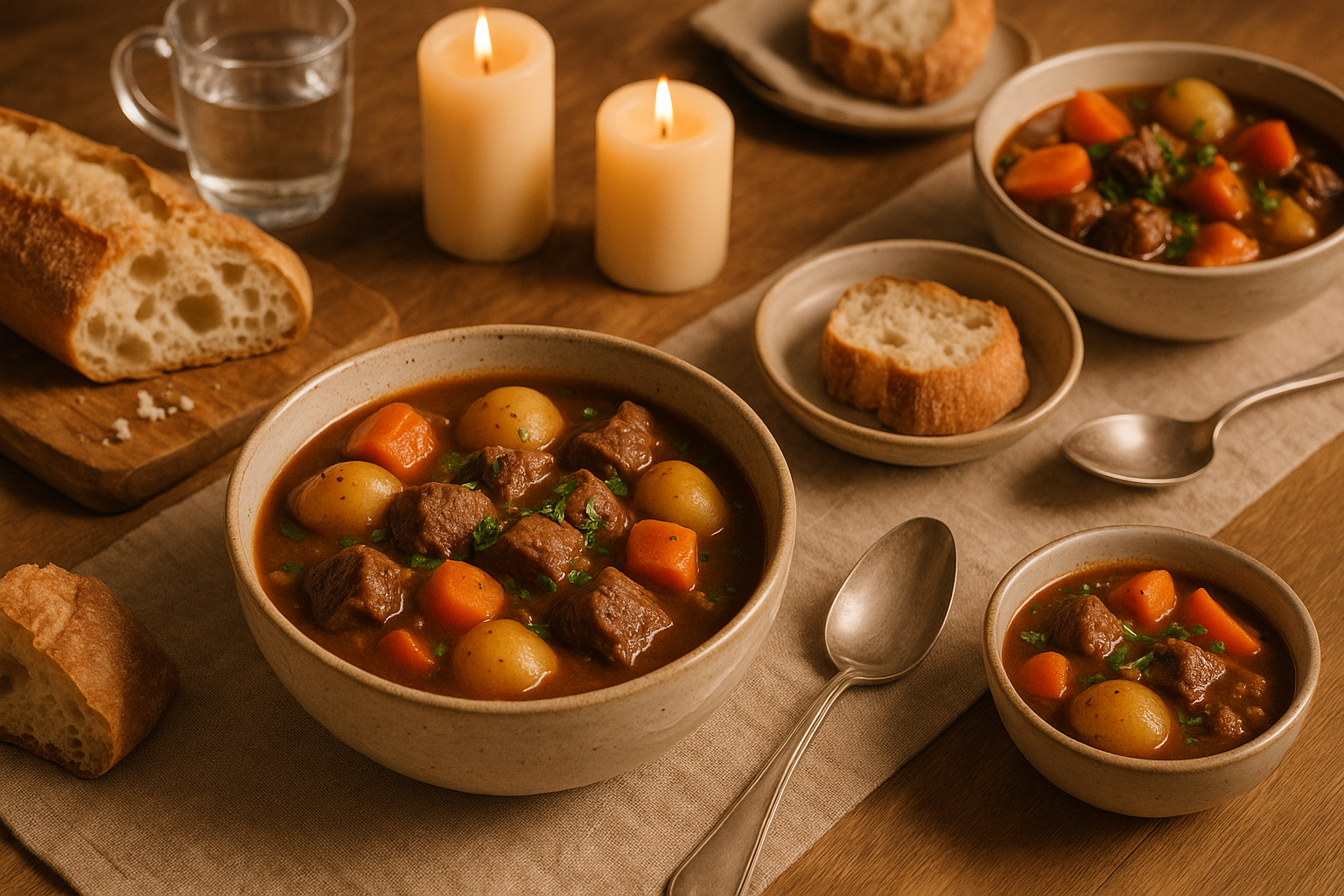 family dinner with slow cooker beef stew