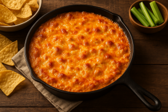Buffalo Chicken Dip – Creamy, Cheesy, Crowd-Pleaser fresh from the oven