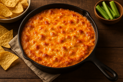 Buffalo Chicken Dip – Creamy, Cheesy, Crowd-Pleaser fresh from the oven