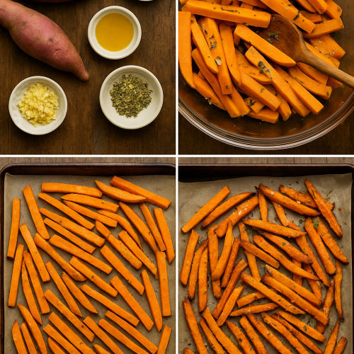step-by-step garlic parmesan sweet potato fries